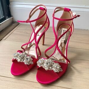Badgley Mishka leather bottom sandal heels crystal sparkling. New without tags.